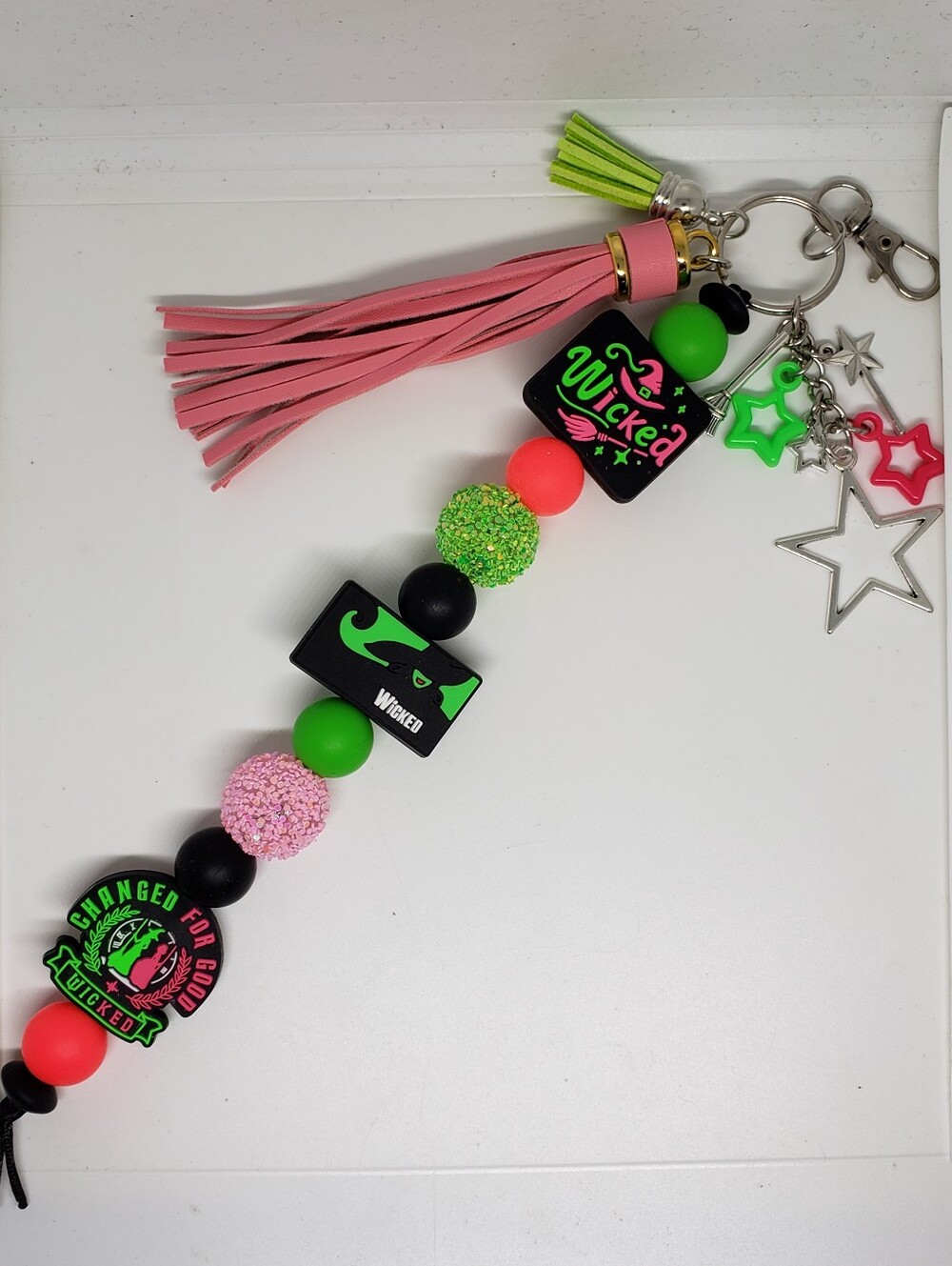 Handmade Long Silicone Focal Bead Wicked Keychain